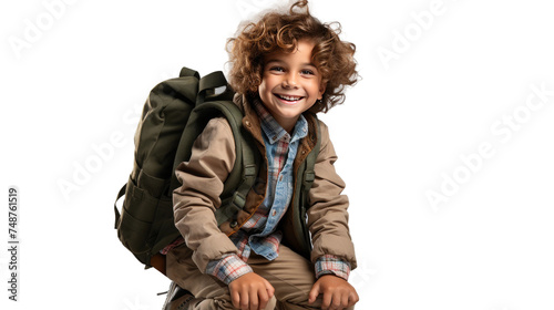 Enthusiastic Young Explorer on transparent background