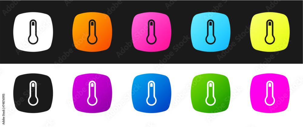 Set Thermostat icon isolated on black and white background. Temperature control. Vector Set Thermostat icon isolated on black and white background. Temperature control. Vector