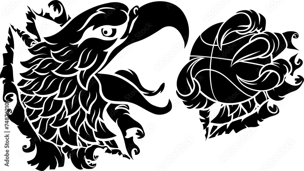Bald Eagle Hawk Ripping Basketball Ball Mascot Bald Eagle Hawk Ripping Basketball Ball Mascot
