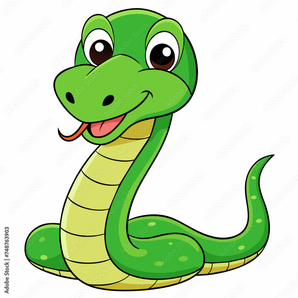 New Year's illustration: green snake New Year's illustration: green snake