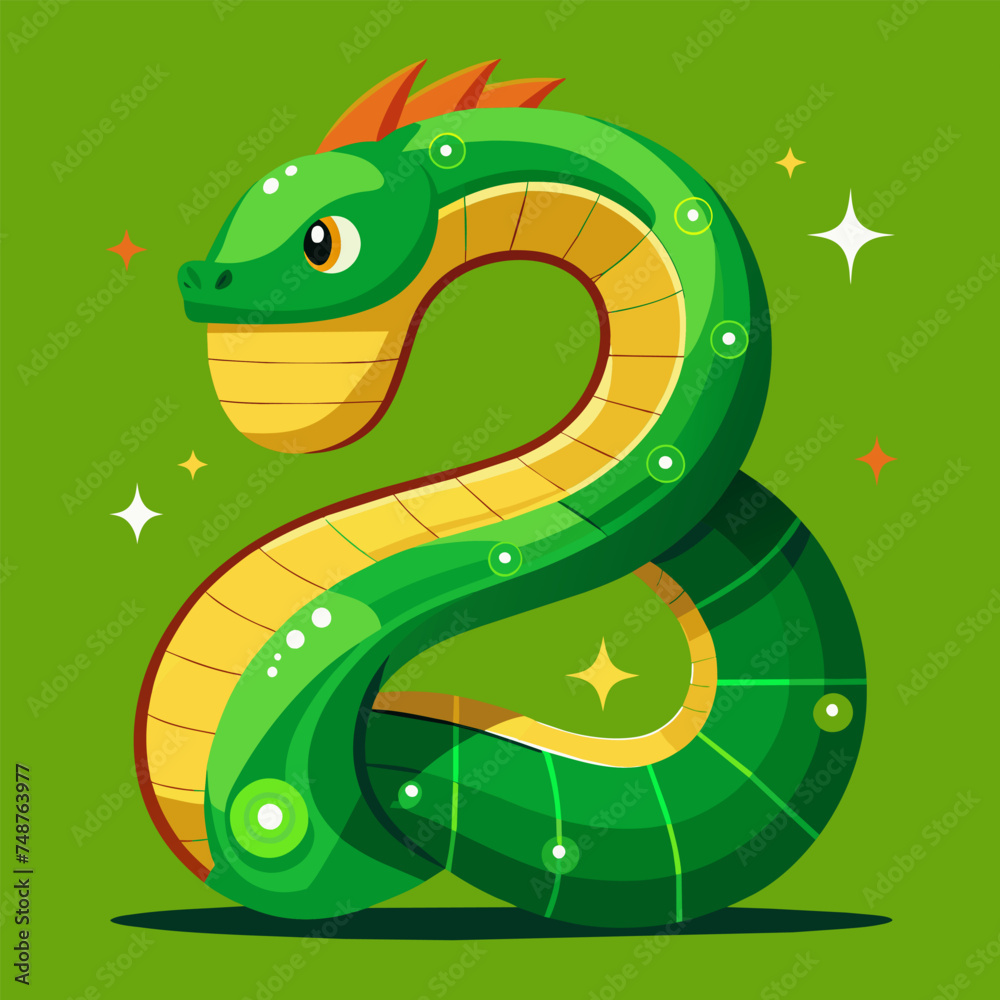Fototapeta premium Symbol of the New Year: illustration of a green snake