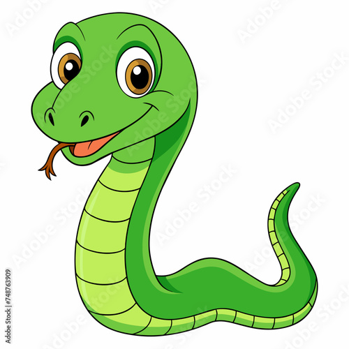 Illustration of a green snake  a symbol of New Year s fun