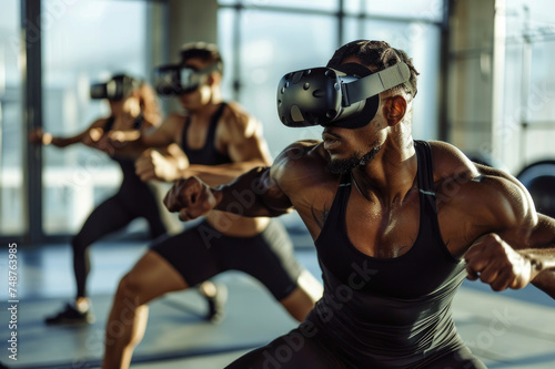 Imagery showcasing VR-based fitness routines or sports training simulations