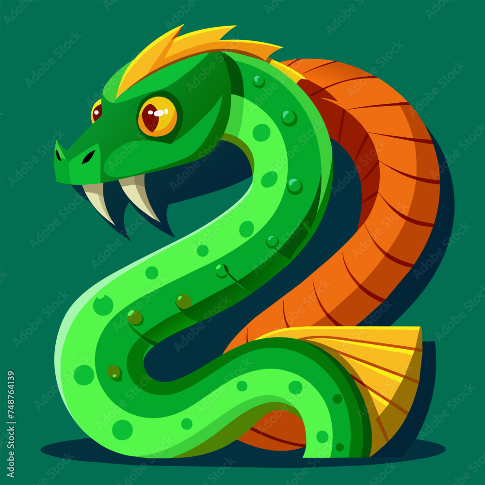 Fototapeta premium Celebrate the New Year with a cute green snake!
