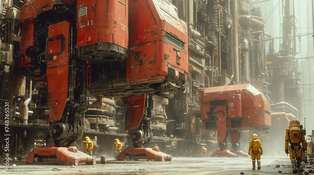 Futuristic Cityscape with Robots Futuristic Cityscape with Robots