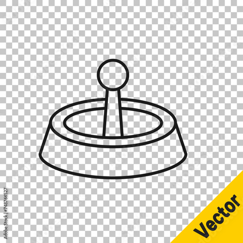 Black line Casino roulette wheel icon isolated on transparent background. Vector