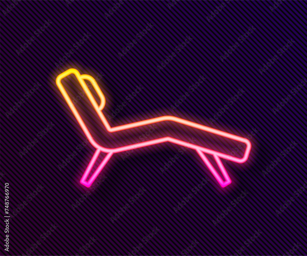 Glowing neon line Armchair icon isolated on black background. Vector Glowing neon line Armchair icon isolated on black background. Vector