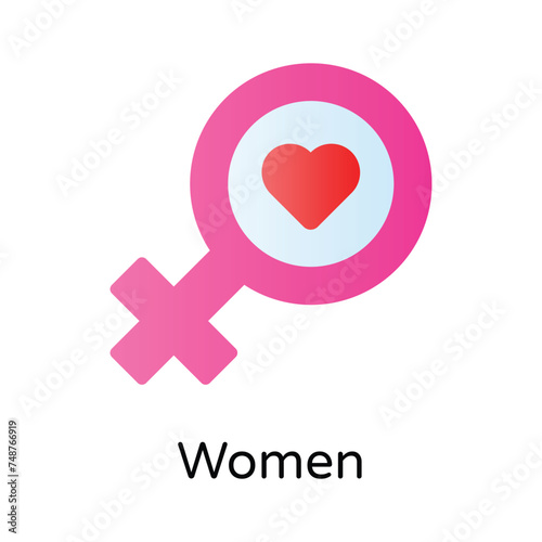 Women gender symbol with heart showing lovely women vector, mothers day icon