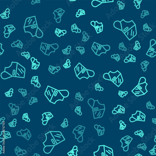 Green line Car painting icon isolated seamless pattern on blue background. Car body repair process. Vector