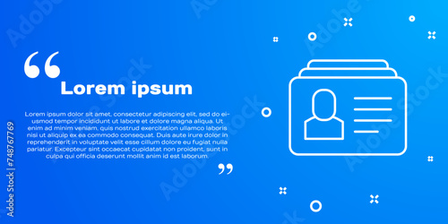 White line Resume icon isolated on blue background. CV application. Searching professional staff. Analyzing personnel resume. Vector