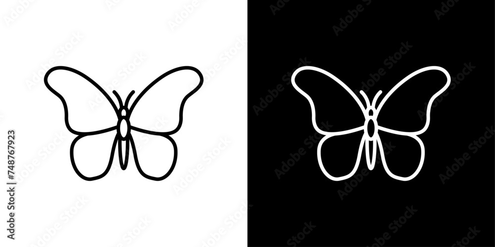 Butterfly Line Icon on White Background for web. - obrazy, fototapety, plakaty 