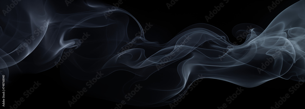 Obraz premium Banner with abstract smoke float up black background. 