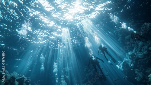 The Mesmerizing Experience of Scuba Diving Under a Sunlit Sky © Watasiwa