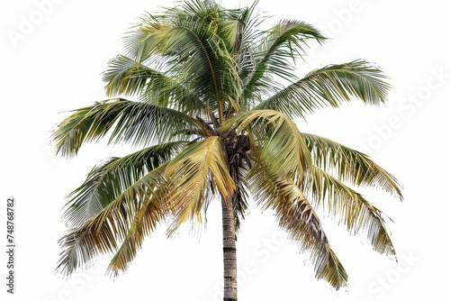 An isolated palm tree on a white background with a clipping path.