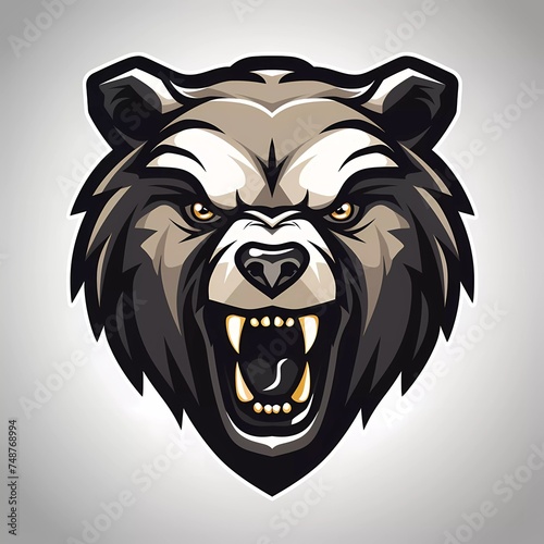 Bear head mascot vector with logo illustration. generative ai