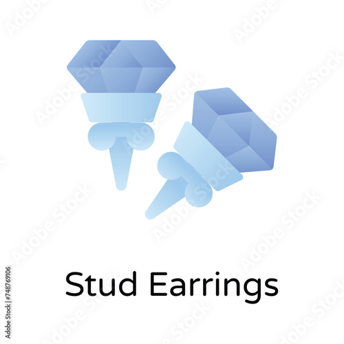 A piece of jewelry worn on the edge of the ear, icon of stud earrings in modern style