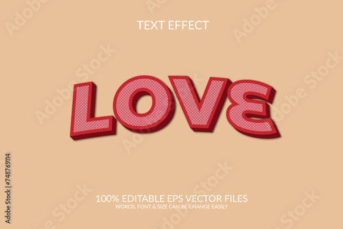 Love 3d fully changeable vector eps text effect design.