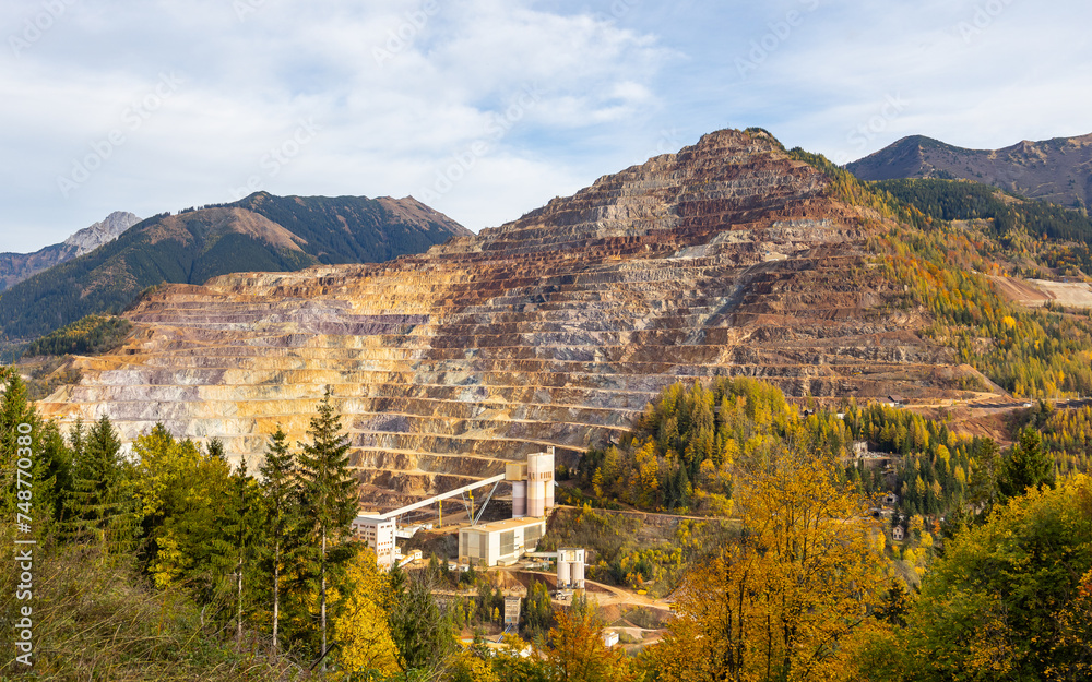 Erzberg open pit iron mine in Austria, Tourism attraction in the austrian alps..