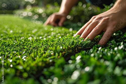 Gentle Touch on Lush Artificial Grass.