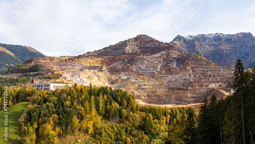 Erzberg open pit iron mine in Austria, Tourism attraction in the austrian alps..