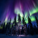 Spellbinding Display of the Aurora Borealis Over a Stark Wilderness Landscape Under a Star-studded Sky