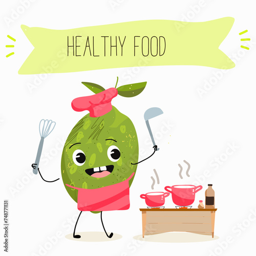 Cute  cartoon lime fruit characters with different activities. Flat vector illustration, funny fruits. Organic food.