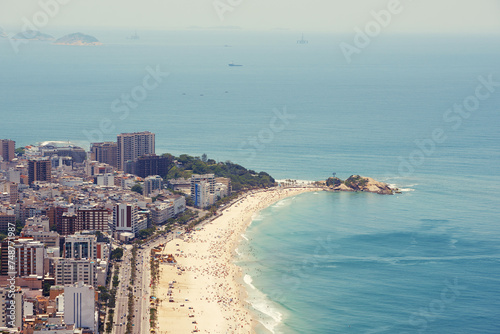 Drone  water and beach for travel  summer and freedom  location and adventure in nature. Aerial view  ocean or Rio de Janeiro landscape  island or tropical paradise  relax or stress relief in Brazil