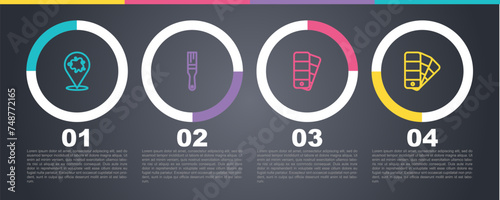 Set line Paint spray, brush, Color palette guide and . Business infographic template. Vector