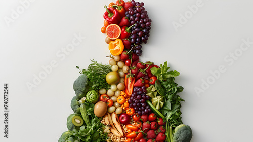 Creative diet food healthy eating concept,  fresh fruits and vegetables full of vitamins. generative ai