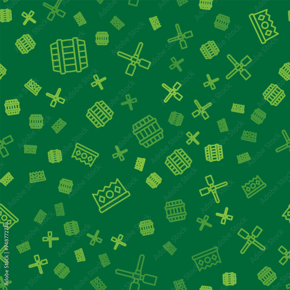 Set line Wooden barrel, King crown and Oars or paddles boat on seamless pattern. Vector Set line Wooden barrel, King crown and Oars or paddles boat on seamless pattern. Vector