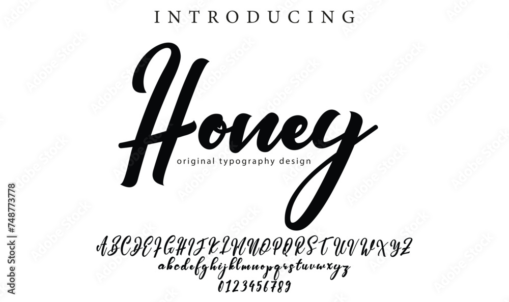 Honey Font Stylish brush painted an uppercase vector letters, alphabet, typeface Honey Font Stylish brush painted an uppercase vector letters, alphabet, typeface