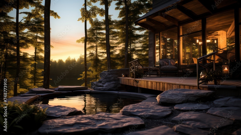 The warmth of a wood-fired hot tub, surrounded by the peaceful harmony of nature