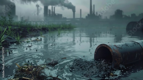 Wastewater pipes from factories and factories into canals and the sea  dirty water pollution.Damage to the world s environment and humanity. Save the world  save the environment.
