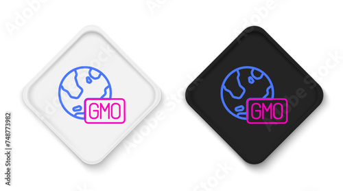 Line GMO icon isolated on white background. Genetically modified organism acronym. Dna food modification. Colorful outline concept. Vector