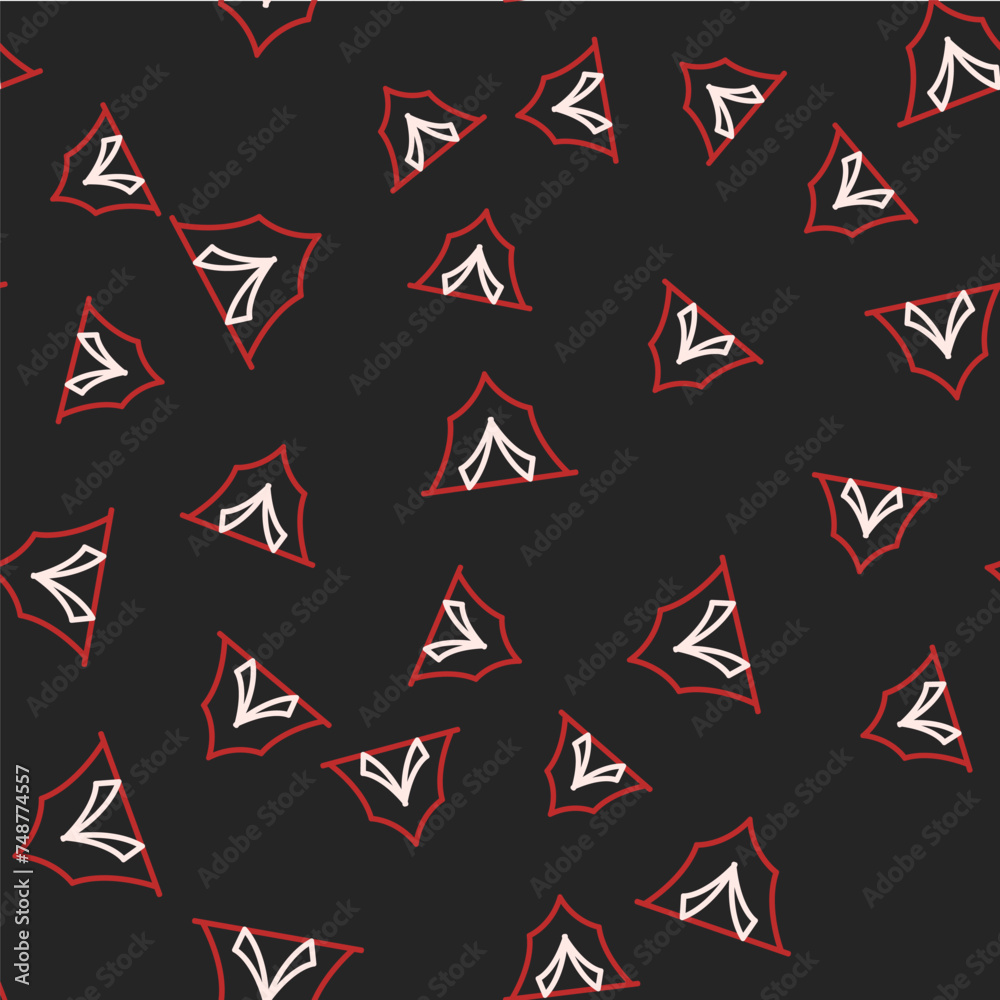 Line Circus tent icon isolated seamless pattern on black background. Carnival camping tent. Amusement park. Vector Line Circus tent icon isolated seamless pattern on black background. Carnival camping tent. Amusement park. Vector