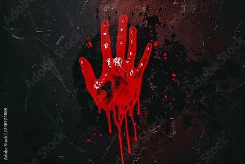 orror bloody mark Red handprint with dri © Zoya