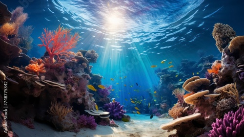 The Delicate Dance of Marine Life Revealed in Underwater Scenes, Highlighting the Ocean's Depth of Colors