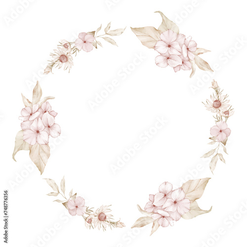 Wedding wreath of flowers and leaves