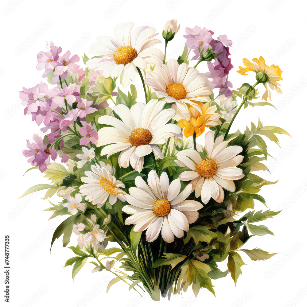 Obraz premium Transparent beautiful decorative bouquet of flowers clipart
