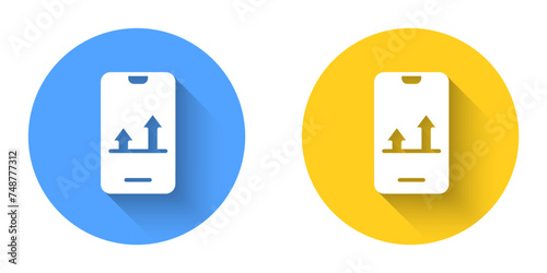 White Online sports betting icon isolated with long shadow background. Sport bet bookmaker. Betting online make money. Circle button. Vector