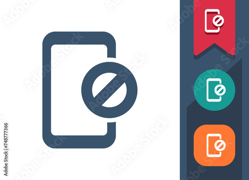 Smartphone Icon. Mobile Phone, Telephone, Block, Blocked, Restricted