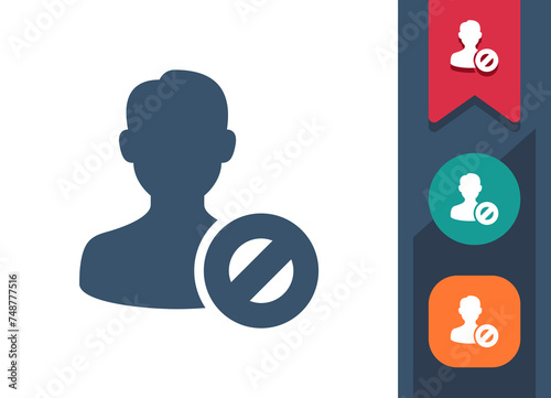 Man Icon. User, Avatar, Button, Restriction, Block, Blocked