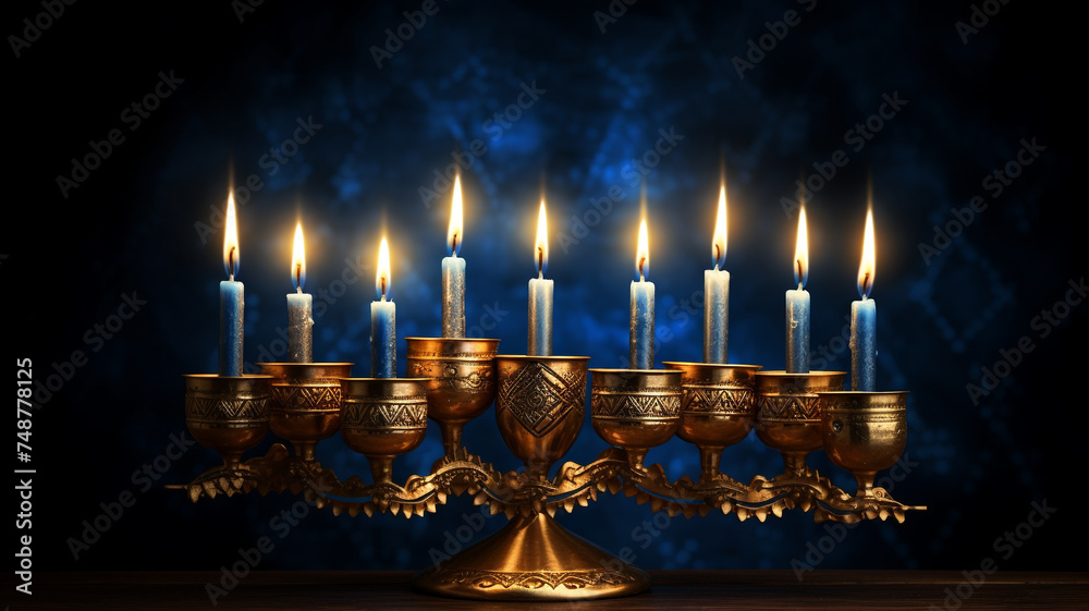 jewish Hanukkah with candle traditional lights. - background. jewish Hanukkah with candle traditional lights. - background.
