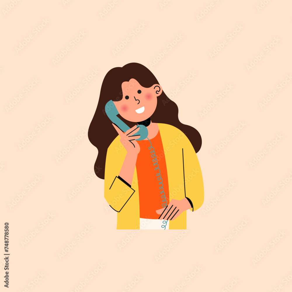 Woman on a Phone Calling Illustration