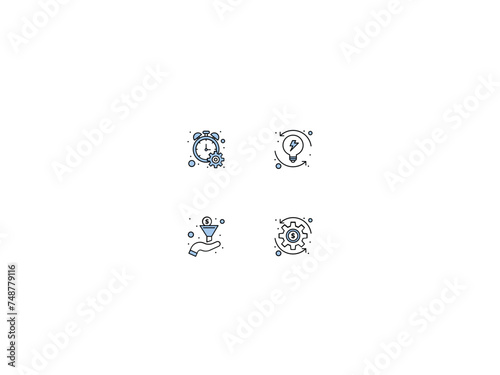 Business and management line icons set.