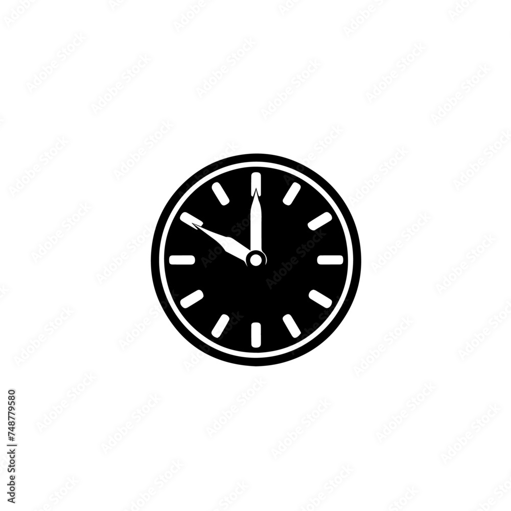 Elegant black and white clock vector isolated on white background Elegant black and white clock vector isolated on white background