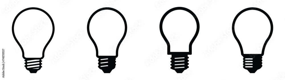 Bulb lamp icons set. Editable stroke. Bulb lamp icons set. Editable stroke.