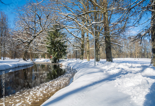 Small river on sunny winter day. © AGITA LEIMANE