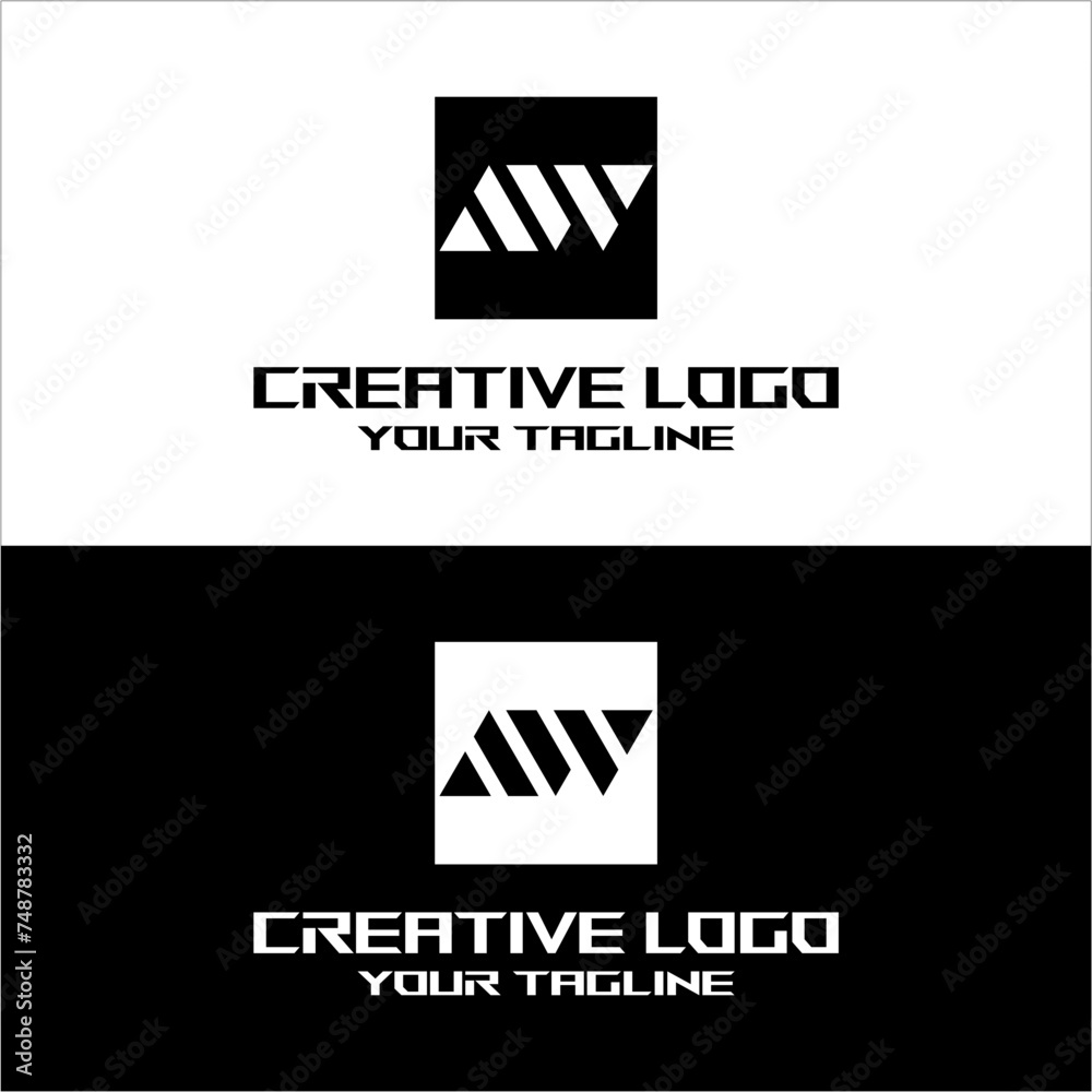 creative letter logo aw desain vektor