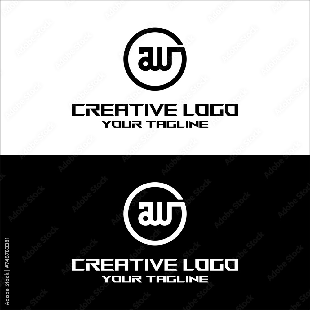 creative letter logo aw desain vektor